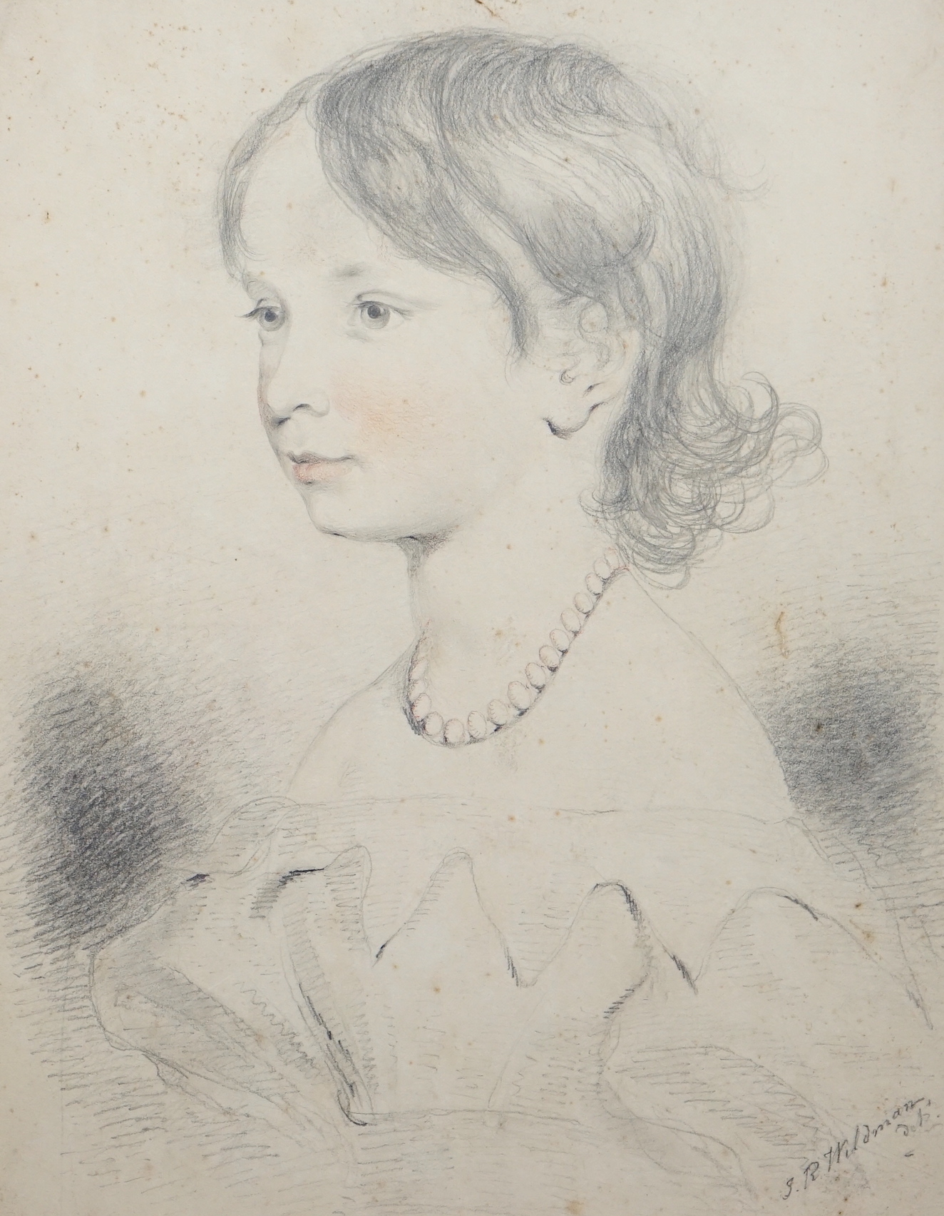 John Robert Wildman (fl.1823-1839) Family portraits of young girls, pencil and sanguine chalk on paper (6) each signed, each, 46 x 39cm